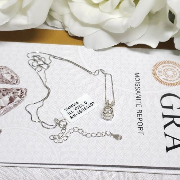 1 Carat Moissanite Necklace with 925 Sterling Silver Chain (M115) - Picture 6 of 6